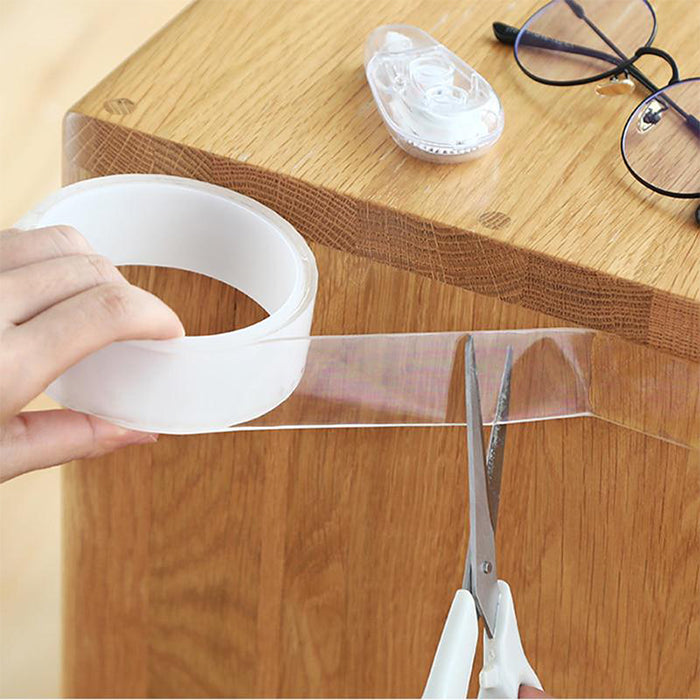 Double Sided Heavy Duty Adhesive Tape - Reusable Clear Strong Tape for wood