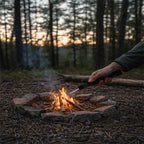Torch lighter lighting campfire outdoors in forest during evening in Qatar homesouq Qatar