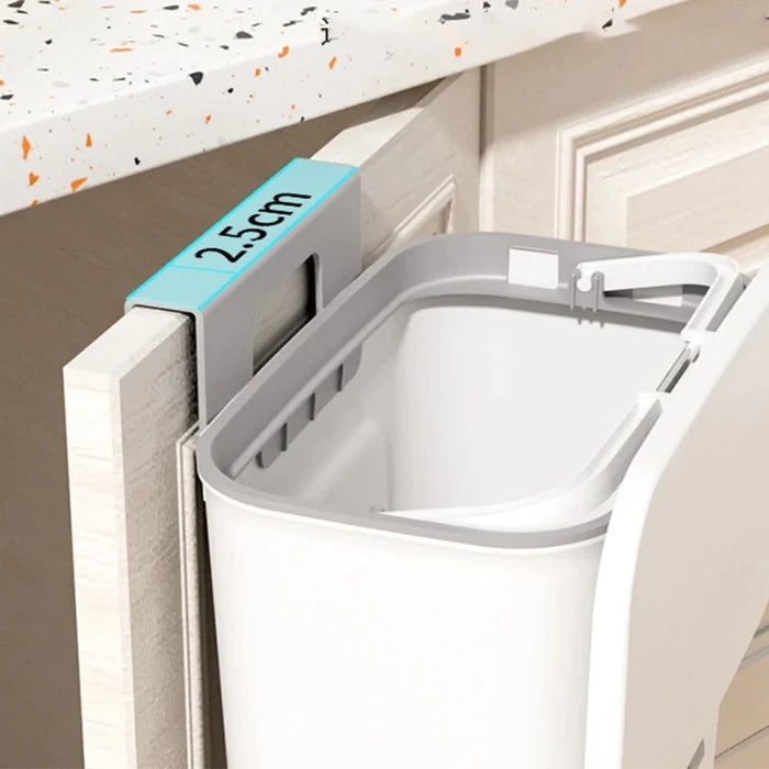 Durable Narrow Hanging Wall Mounted Waste Bin With Lid Suitable for Kitchen Cabinet Door - 9 Liter dimensions
