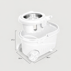 Spin mop bucket with stainless steel wringer showing bucket dimensions and detachable spinner Qatar