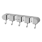 Grey mop holder rack with five clips and hanging hooks isolated product view Qatar