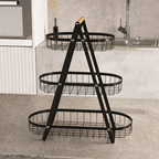 empty 3 tier storage basket rack with metal frame on kitchen slab Homesouq Qatar