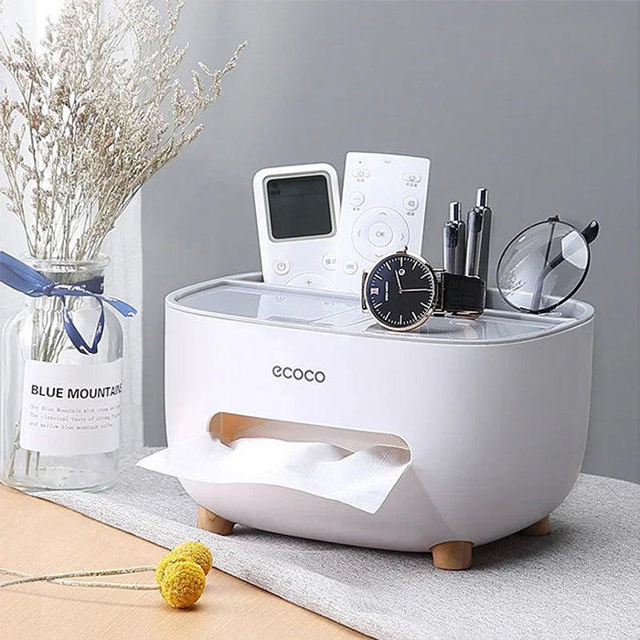 ECOCO Desktop Tissue Box Simple Multifunctional Creative Cute Remote Control Storage Durable
