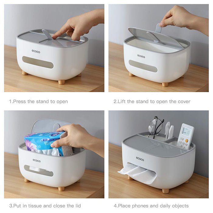ECOCO Desktop Tissue Box Simple Multifunctional Creative Cute Remote Control space saver