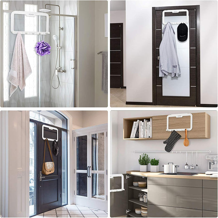 ECOCO Over Door Hook Adhesive 6 Hooks Door Hanger for Clothes Easy to store