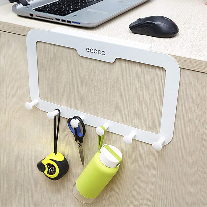 ECOCO Over Door Hook Adhesive 6 Hooks Door Hanger for Clothes White
