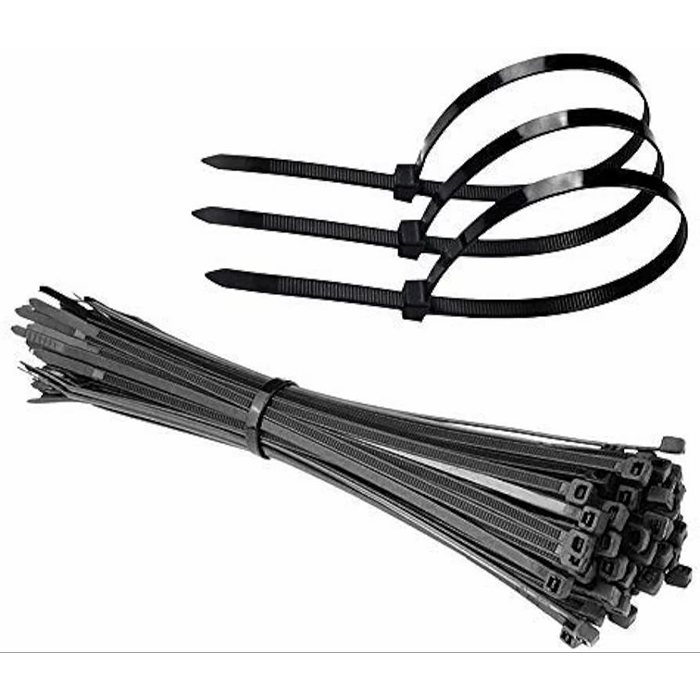 Cable ties securely fastened around cables showing adjustable fit and strong locking performance Qatar