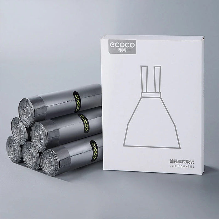 Ecoco Small Drawstring Trash Bags 4 Gallon Tear-Free Gray Garbage Bags durable