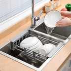 Dish rack for drying plates and bowls in kitchen sink with expandable storage design Homesouq Qatar