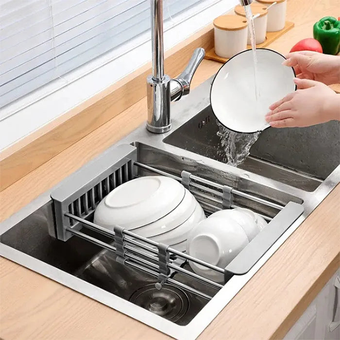 Dish rack for drying plates and bowls in kitchen sink with expandable storage design Homesouq Qatar