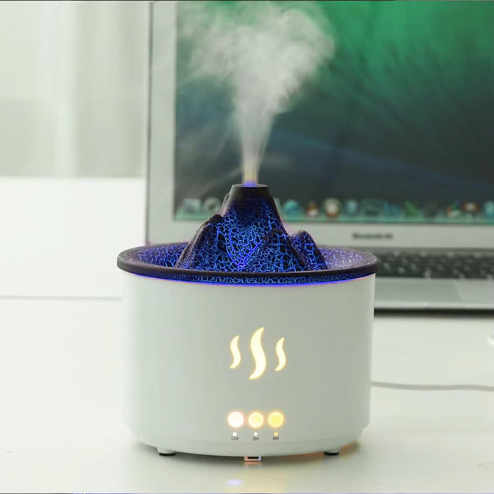 Electric Aroma Air Humidifier Volcano Mountain Flame Essential Oil Diffuser