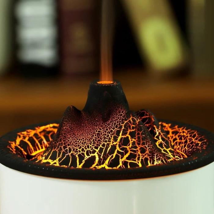 Electric Aroma Air Humidifier Volcano Mountain Flame Essential Oil Diffuser Durable