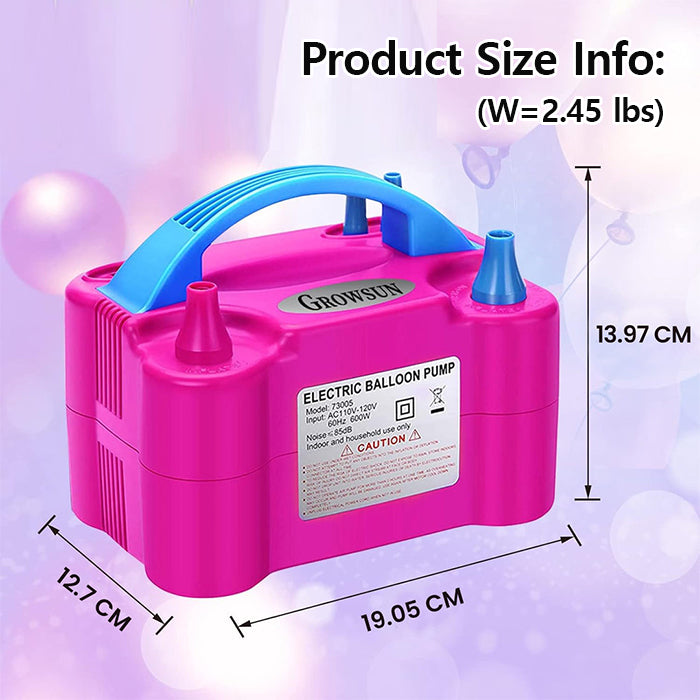 Electric Balloon Pump 110V 600W Dual Inflation Balloon Blower dimensions