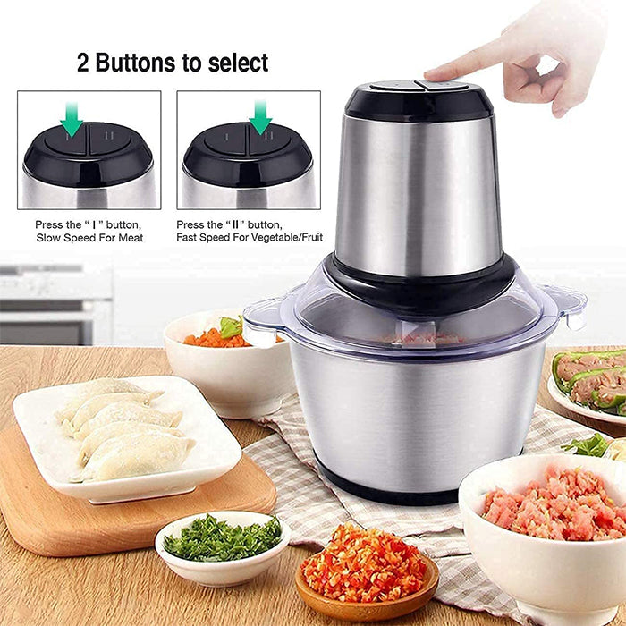 Electric Stainless Steel Meat Grinders with Bowl Heavy for Kitchen Food Chopper 2 buttons