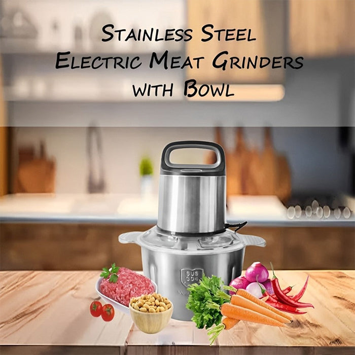 Electric Stainless Steel Meat Grinders with Bowl Heavy for Kitchen Food Chopper stainless steel