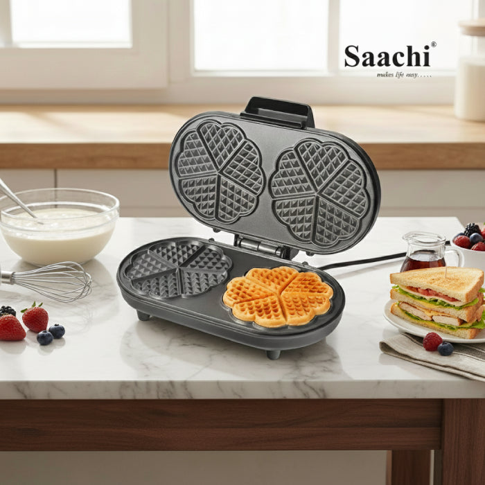 Electric waffle maker with nonstick plates, double waffle maker makes golden Waffles | Homesouq Qatar