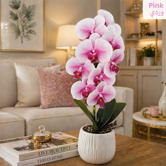 indoor plants shop in qatar Artificial Flower Indoor Plants Orchid with Pot Stand