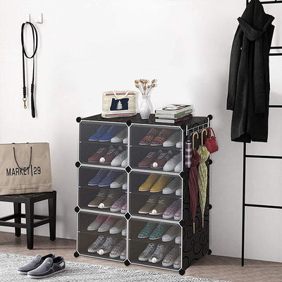 Elegant black shoe cabinet Qatar style, space-saving shoe closet by Homesouq Qatar