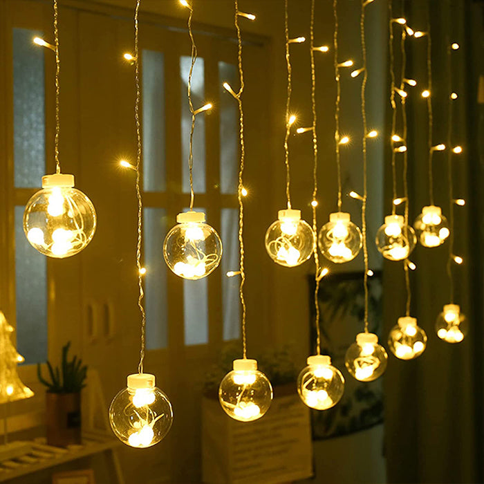 Decorative curtain lights with hanging wishing ball LED string lights for window and wall decor Qatar