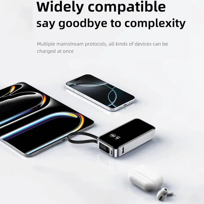 Green Lion power bank with smartphone and earbuds clean minimal background Homesouq Qatar