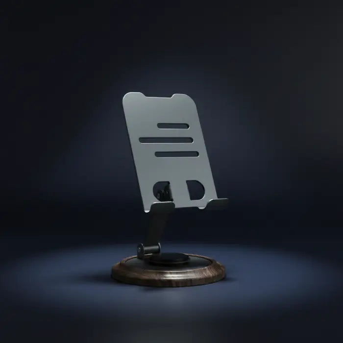 Minimalist phone stand displayed in dark background highlighting premium build quality in Homesouq Qatar
