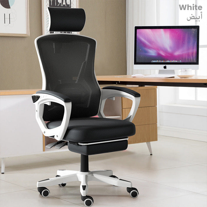 Ergonomic Office Chair, 360 Swivel Task Chair, Home Office Desk Chair with Adjustable Headrest Lumbar Support White