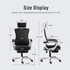 Ergonomic Office Chair, 360 Swivel Task Chair, Home Office Desk Chair with Adjustable rebound sponge layer cushion design dimensions
