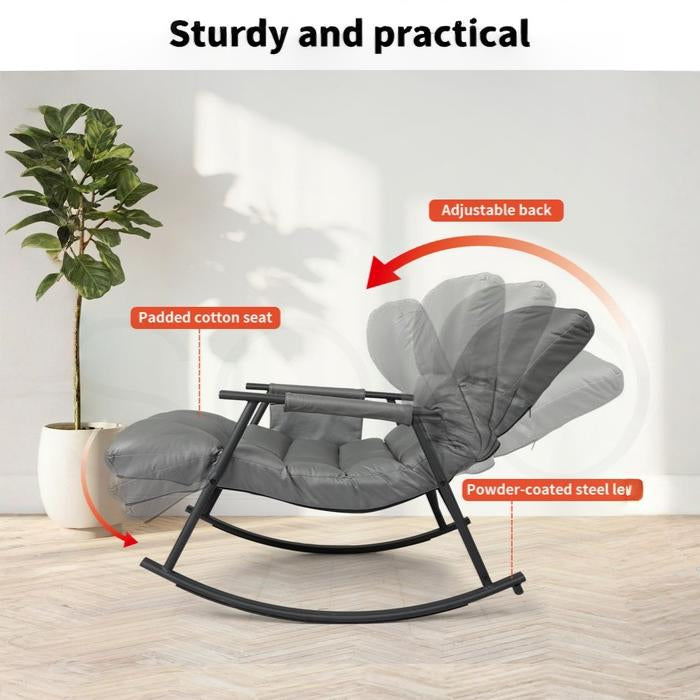 djustable rocking chair recliner with padded seat and steel legs ergonomic support Qatar