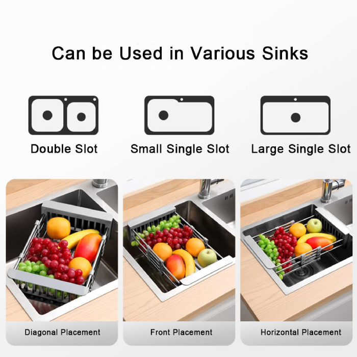 Expandable Dish Drying and Washing Basket can be used in various sinks