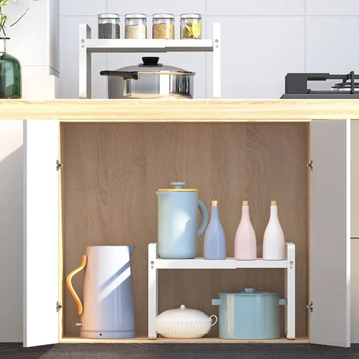 Expandable Kitchen Storage Rack, Cabinet Insert For Kitchen Cupboard, Countertop Storage Organizer
