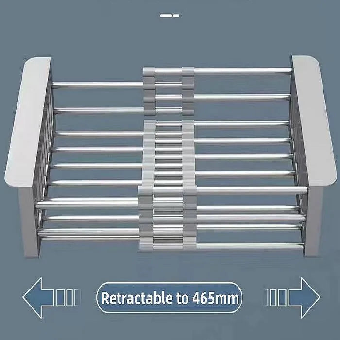 Retractable dish rack with adjustable width for flexible kitchen sink storage solution in Homesouq Qatar