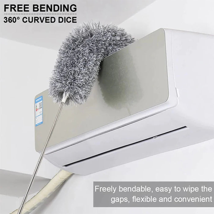 Extendable Duster for High Ceilings, Microfiber Cleaning Long Extension Pole Duster 360 degree curved