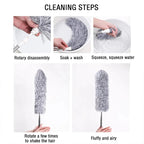 Extendable Duster for High Ceilings, Microfiber Cleaning Long Extension Pole Duster cleaning steps