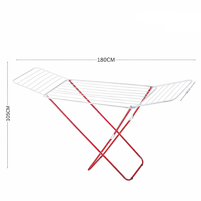 180cm wide laundry drying rack with dimension specifications and foldable wings Qatar