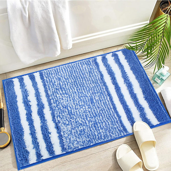 Extra Thick Microfiber Striped Door Mat, Non-Slip Extra Soft and Absorbent Bath Mats Quick Drying