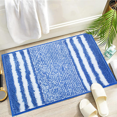 Extra Thick Microfiber Striped Door Mat, Non-Slip Extra Soft and Absorbent Bath Mats Quick Drying