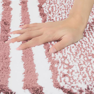 Extra Thick Microfiber Striped Door Mat, Non-Slip Extra Soft and Absorbent Bath Mats Soft and Comfortable Feel