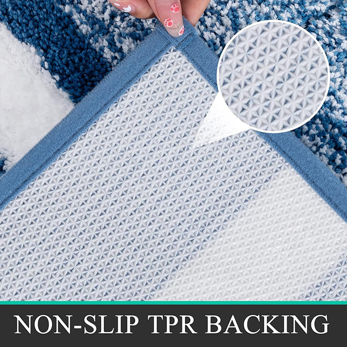 Extra Thick Microfiber Striped Door Mat, Non-Slip Extra Soft and Absorbent Bath Mats TRP Backing