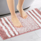 Extra Thick Microfiber Striped Door Mat, Non-Slip Extra Soft and Absorbent Bath Mats Water Absorption