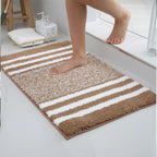 Extra Thick Microfiber Striped Door Mat, Non-Slip Extra Soft and Absorbent Bath Mats machine washable