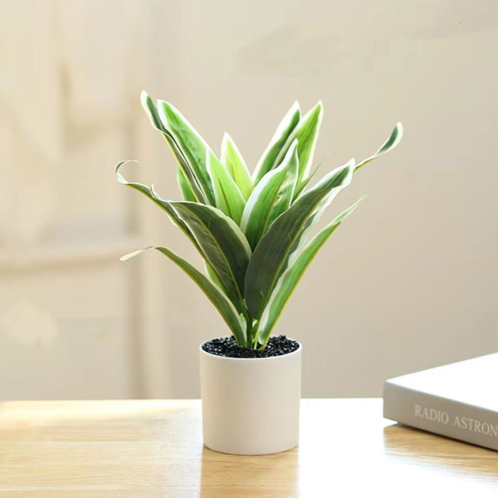 Fake Artificial Plants, Green Leaf Mini Potted Faux Plant