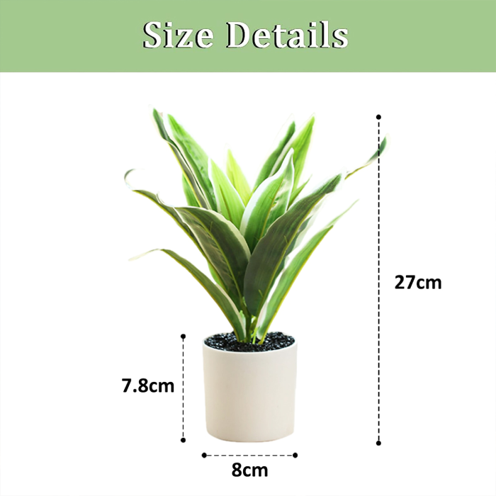 Fake Artificial Plants, Green Leaf Mini Potted Faux Plant Dimensions
