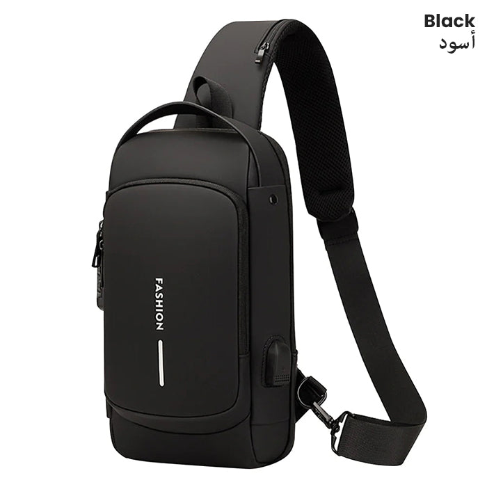 Fashion Travel Crossbody Bag Anti-Theft Shoulder Sling Bag with USB Port black