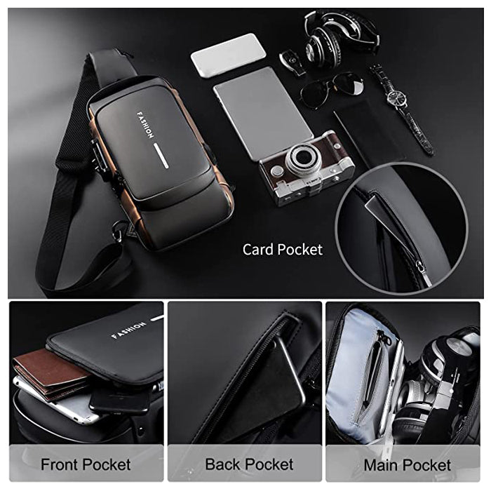 Fashion Travel Crossbody Bag Anti-Theft Shoulder Sling Bag with USB Port pockets