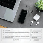 Green Lion Madrid 10 power bank charging smartphone with built-in cable in Homesouq Qatar