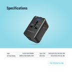 Fast charging with 20W PD and 18W QC ports. Includes US, AU, EU, and UK plugs Specifications