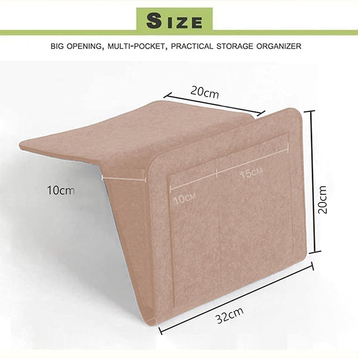 Felt Bedside Storage Bag - Sofa Bed Hanging Pocket Organizer for Remote, Books, Laptop dimensions
