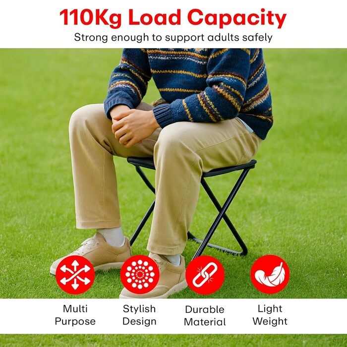 Foldable camping stool chair offering portable seating, compact style perfect for outdoor trips by Homesouq Qatar