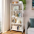 Foldable Storage Shelves with Wheels, Folding Metal Rack Shelving Unit, Heavy Duty