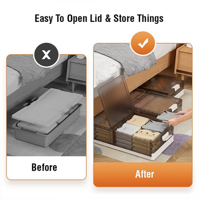 Foldable Under Bed Rolling Storage Organizer Container, Multi-purpose Storage Bin For Bedroom Easy to open lid